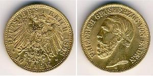 10 Mark Grand-duché de Bade (1806-1918) Or Frédéric Ier de Bade (1826-1907) (1826 - 1907)