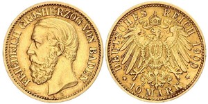 10 Mark Grand-duché de Bade (1806-1918) Or Frédéric Ier de Bade (1826-1907) (1826 - 1907)