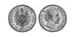 10 Mark Royaume de Bavière (1806 - 1918) Or Louis II de Bavière (1845-1886)(1845 – 1886)