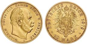 10 Mark Royaume de Prusse (1701-1918) Or Wilhelm I, German Emperor (1797-1888)