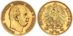 10 Mark Royaume de Prusse (1701-1918) Or Wilhelm I, German Emperor (1797-1888)