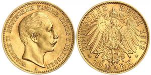 10 Mark Royaume de Prusse (1701-1918) Or Wilhelm II, German Emperor (1859-1941)