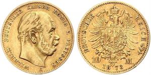 10 Mark Royaume de Prusse (1701-1918) Or Wilhelm I, German Emperor (1797-1888)