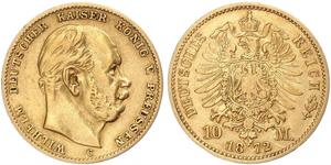 10 Mark Royaume de Prusse (1701-1918) Or Wilhelm I, German Emperor (1797-1888)