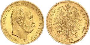 10 Mark Royaume de Prusse (1701-1918) Or Wilhelm I, German Emperor (1797-1888)