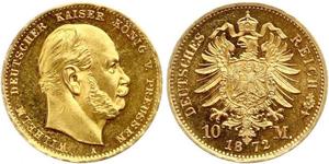 10 Mark Royaume de Prusse (1701-1918) Or Wilhelm I, German Emperor (1797-1888)