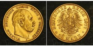 10 Mark Royaume de Prusse (1701-1918) Or Wilhelm I, German Emperor (1797-1888)