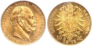 10 Mark Royaume de Prusse (1701-1918) Or Wilhelm I, German Emperor (1797-1888)