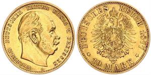 10 Mark Royaume de Prusse (1701-1918) Or Wilhelm I, German Emperor (1797-1888)