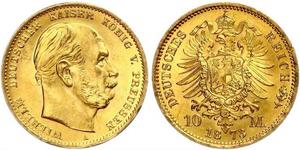 10 Mark Royaume de Prusse (1701-1918) Or Wilhelm I, German Emperor (1797-1888)