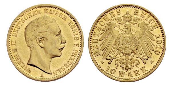 10 Mark Royaume de Prusse (1701-1918) Or Wilhelm II, German Emperor (1859-1941)