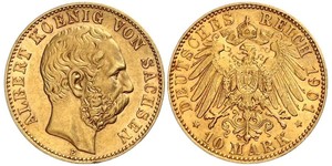 10 Mark Royaume de Saxe (1806 - 1918) Or Albert de Saxe