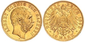 10 Mark Royaume de Saxe (1806 - 1918) Or Albert de Saxe