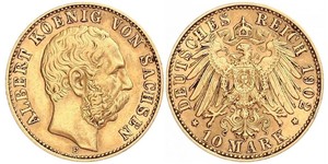 10 Mark Royaume de Saxe (1806 - 1918) Or Albert de Saxe