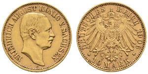 10 Mark Royaume de Saxe (1806 - 1918) Or Frédéric-Auguste III de Saxe (1865-1932)