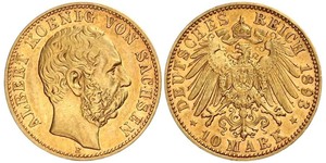 10 Mark Royaume de Saxe (1806 - 1918) Or Albert de Saxe