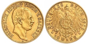 10 Mark Royaume de Saxe (1806 - 1918) Or Frédéric-Auguste III de Saxe (1865-1932)