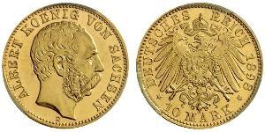 10 Mark Royaume de Saxe (1806 - 1918) Or Albert de Saxe