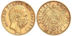 10 Mark Royaume de Saxe (1806 - 1918) Or Albert de Saxe