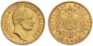 10 Mark Royaume de Saxe (1806 - 1918) Or Frédéric-Auguste III de Saxe (1865-1932)