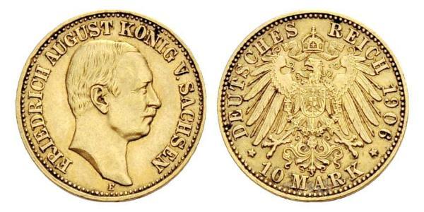 10 Mark Royaume de Saxe (1806 - 1918) Or Frédéric-Auguste III de Saxe (1865-1932)