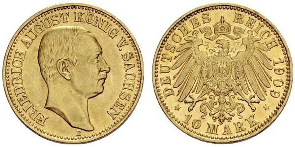 10 Mark Royaume de Saxe (1806 - 1918) Or Frédéric-Auguste III de Saxe (1865-1932)