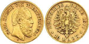 10 Mark Royaume de Wurtemberg (1806-1918) Or Charles Ier de Wurtemberg