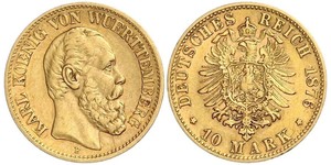 10 Mark Royaume de Wurtemberg (1806-1918) Or Charles Ier de Wurtemberg