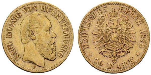 10 Mark Royaume de Wurtemberg (1806-1918) Or Charles Ier de Wurtemberg