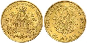 10 Mark Amburgo Oro 