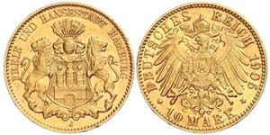 10 Mark Amburgo Oro 