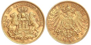 10 Mark Amburgo Oro 