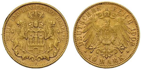 10 Mark Amburgo Oro 