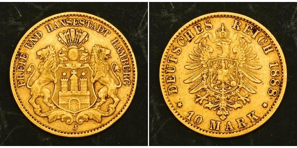 10 Mark Amburgo Oro 
