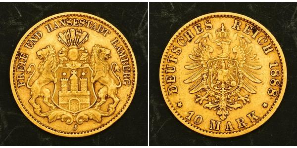 10 Mark Amburgo Oro 