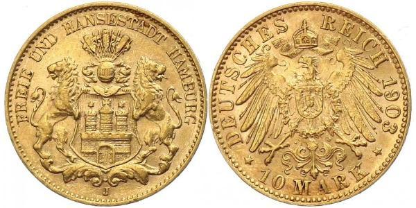 10 Mark Amburgo Oro 
