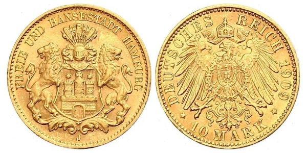 10 Mark Amburgo Oro 