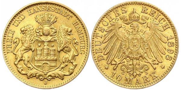 10 Mark Amburgo Oro 