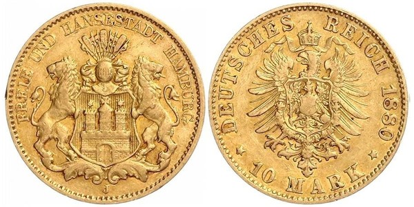 10 Mark Amburgo Oro 