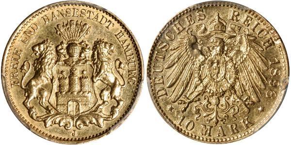 10 Mark Amburgo Oro 