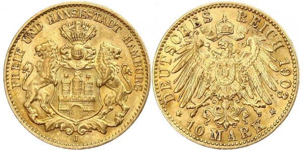 10 Mark Amburgo Oro 