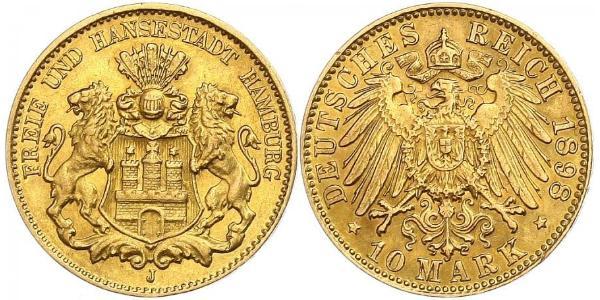 10 Mark Amburgo Oro 