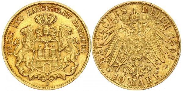 10 Mark Amburgo Oro 
