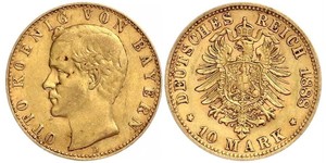 10 Mark Baviera Oro Ottone di Baviera(1848 – 1916)