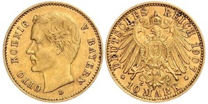 10 Mark Baviera Oro Ottone di Baviera(1848 – 1916)