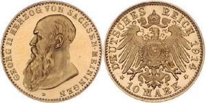 10 Mark Ducado de Sajonia-Meiningen (1680 - 1918) Oro Jorge II de Sajonia-Meiningen