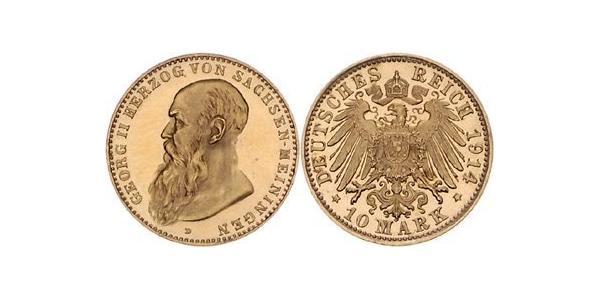 10 Mark Ducado de Sajonia-Meiningen (1680 - 1918) Oro Jorge II de Sajonia-Meiningen