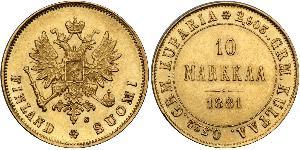 10 Mark Finlandia (1917 - ) / Impero russo (1720-1917) Oro Alessandro III (1845 -1894)