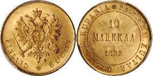 10 Mark Finlandia (1917 - ) / Impero russo (1720-1917) Oro Alessandro III (1845 -1894)