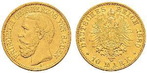 10 Mark Gran Ducado de Baden (1806-1918) Oro Federico I de Baden (1826 - 1907)